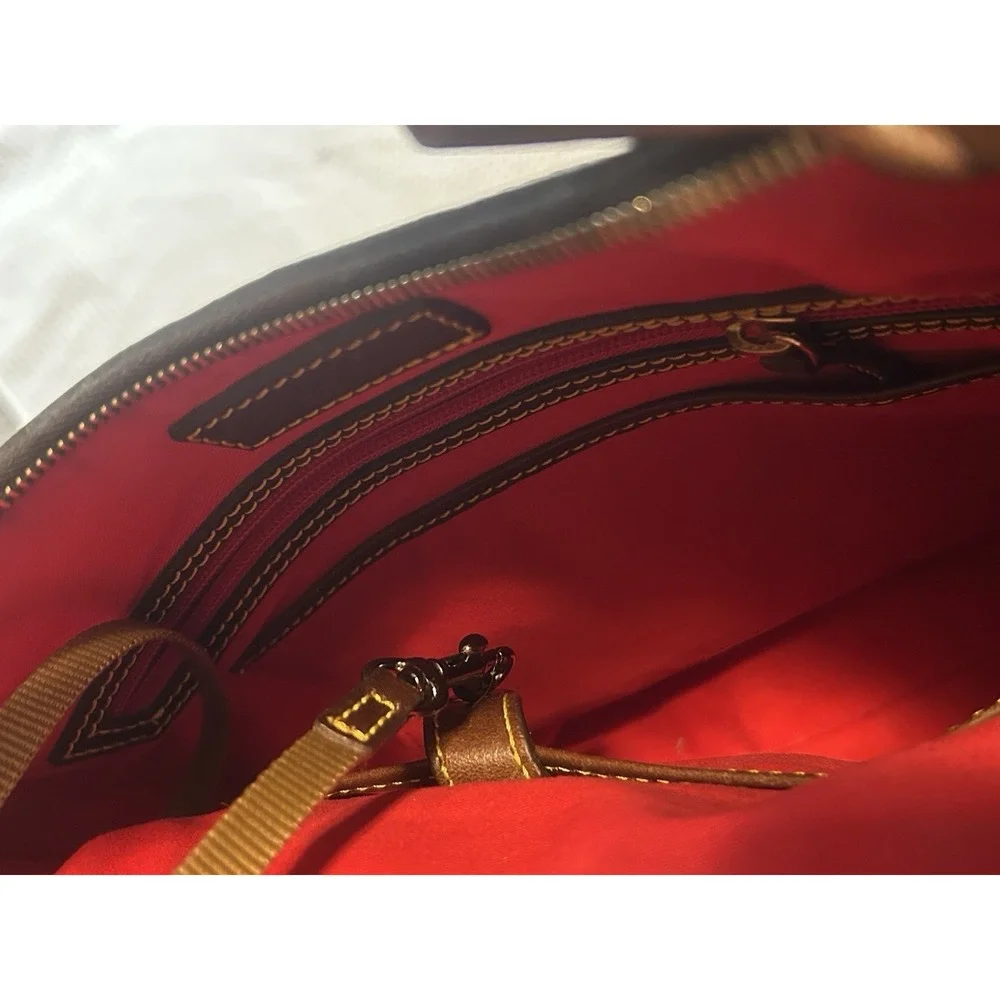Dooney & Bourke Samba Satchel J8400932 Black & Brown Leather - Red Lining